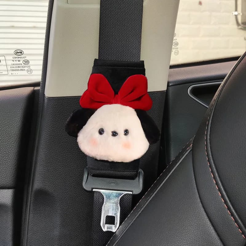1pc simpatico cartone animato fiocco cane copertura della cintura di sicurezza per auto cuscino per imbracatura per cintura di sicurezza cuscino di protezione per tracolla automatica per bambini donne