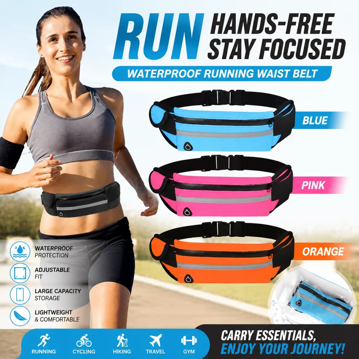 Running Sports Belt Wasit Pack Pockets for Men Women Hiking Outdoor Stretch Sports Belt Wasit Pack Pockets
