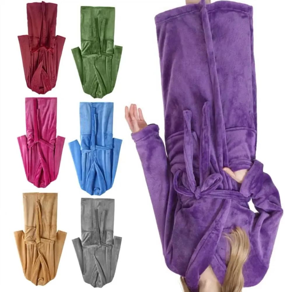 2026 Women's Flannel Robe Thick Warm Fleece Bathrobe with Pockets Winter Soft Plush Long Nightgown Sleepwear