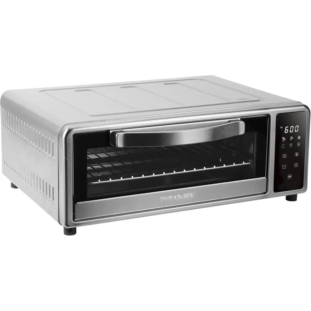 Forno per pizza con friggitrice ad aria e pietra refrattaria, tecnologia Turbo-Heat fino a 600°F, controlli touchscreen con 6 funzioni preimpostate, adatto per pizza da 12 pollici