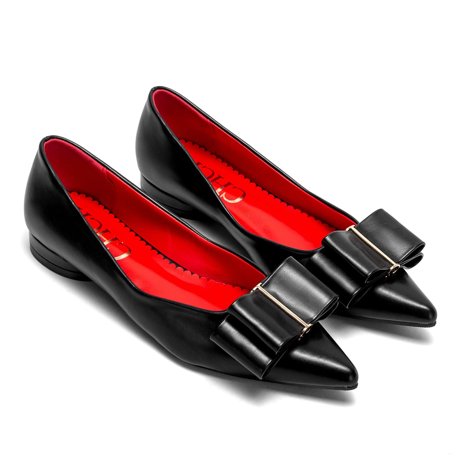 CHCH Scarpe basse da donna Nuove scarpe da lavoro con fiocco a punta nere Scarpe da donna comode per pendolarismo