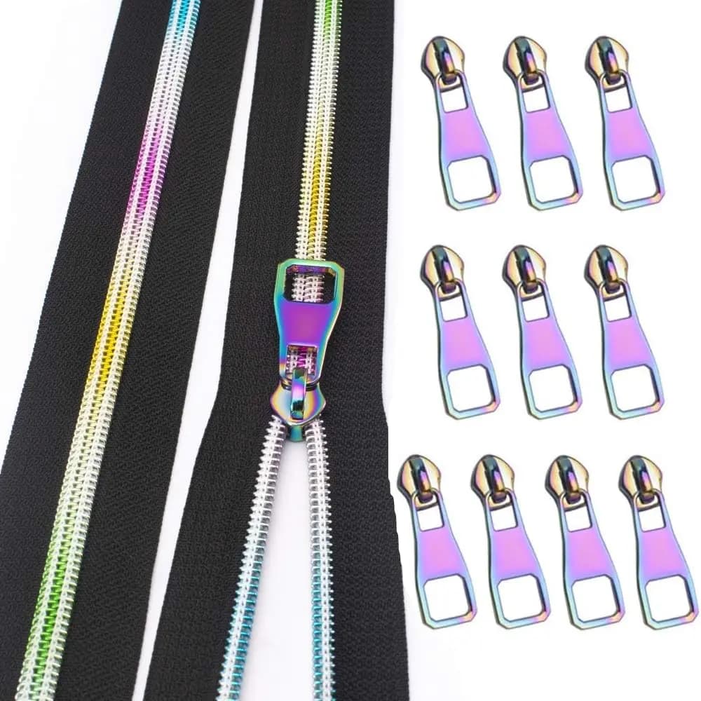 5/10 pezzi 5 # Cursori per cerniere in nylon Cerniere per cucire Borsa per riparazione Zampe tascabili Testa Vestiti Estrattore per cerniere Blocco di ricambio Accessori fai da te