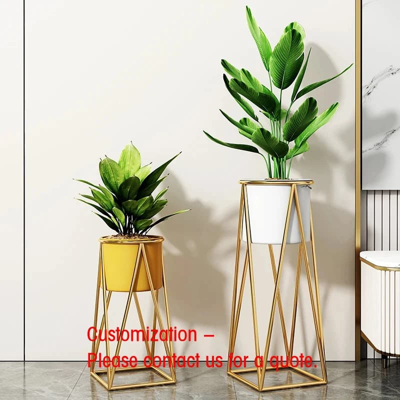 Vasi per Fiori Personalizzati, Stile Nordico di Lusso, Grandi Fioriere Rotonde in Metallo Dorato per Interni ed Esterni