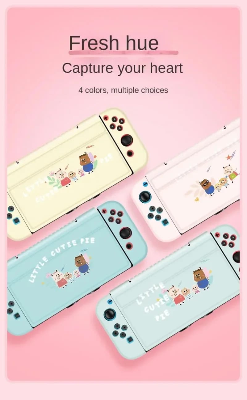 G-STORY Custodia protettiva adatta per Nintendo Switch Lite, custodia protettiva in pelle resistente ai graffi dei cartoni animati con impugnatura protettiva