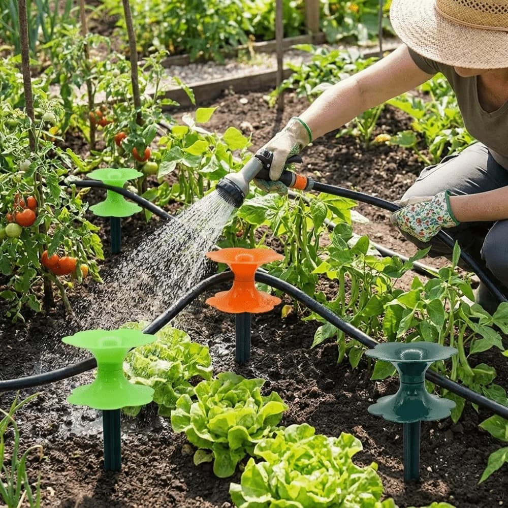 Spike Stake Flower Shaped Garden Hose Guide Labor-Saving Directional Protection Hose Holder Plastic Hose Support Stake Watering
