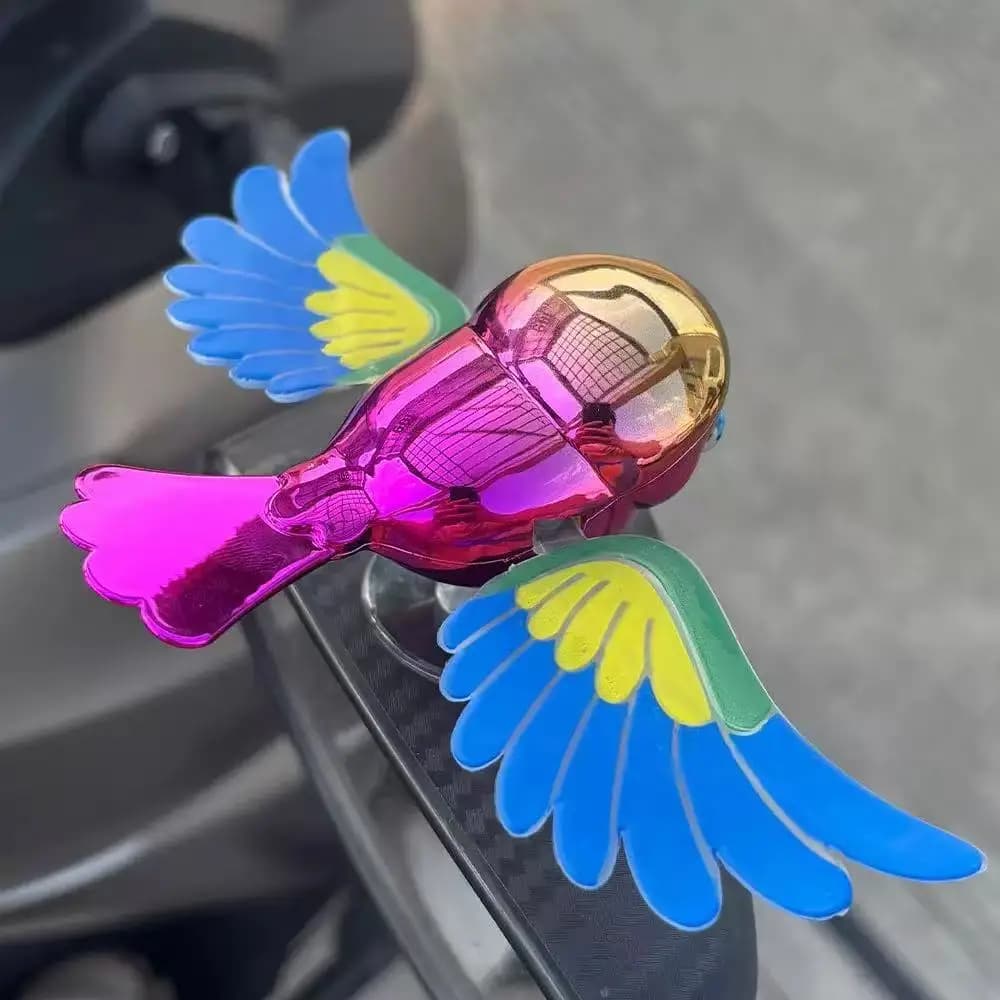 Simulated ornaments of flying birds, wings, fun electric cyclists, helmets, rearview mirrors, car decorations