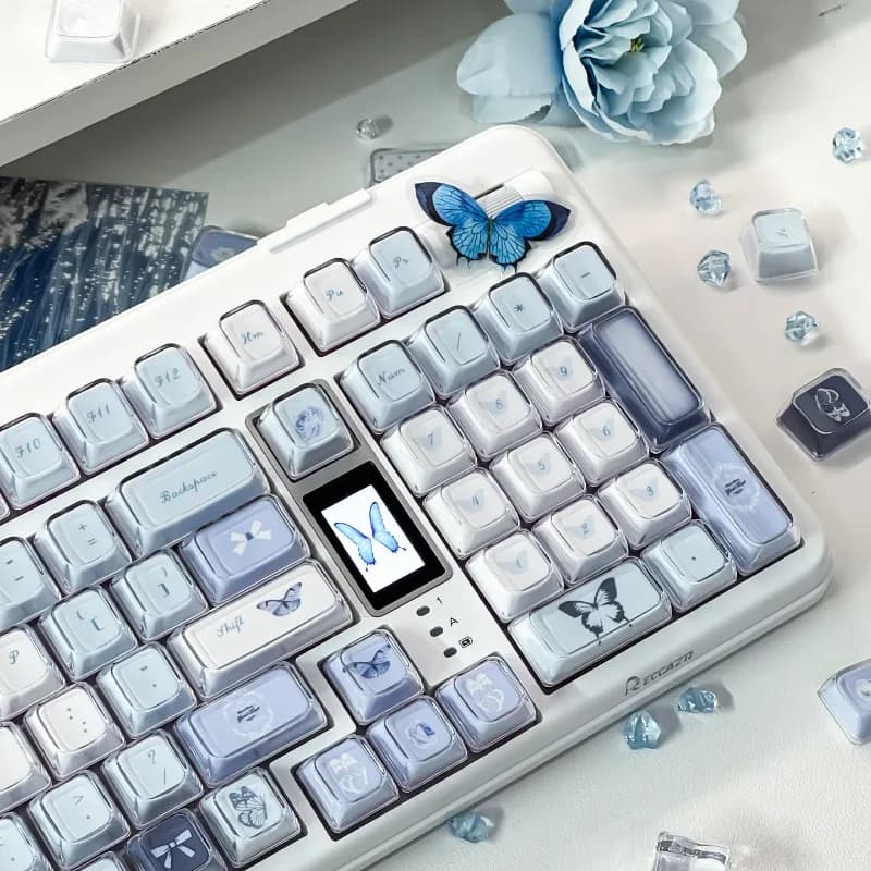 Set di copritasti serie Rose Butterfly, profilo KDA, copritasti a sublimazione PBT, copritasti a doppio strato per accessori per tastiere meccaniche