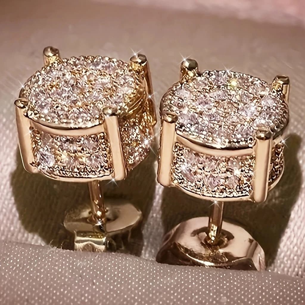 1 paio di orecchini classici con zirconi sintetici rotondi e brillanti per uomo e donna