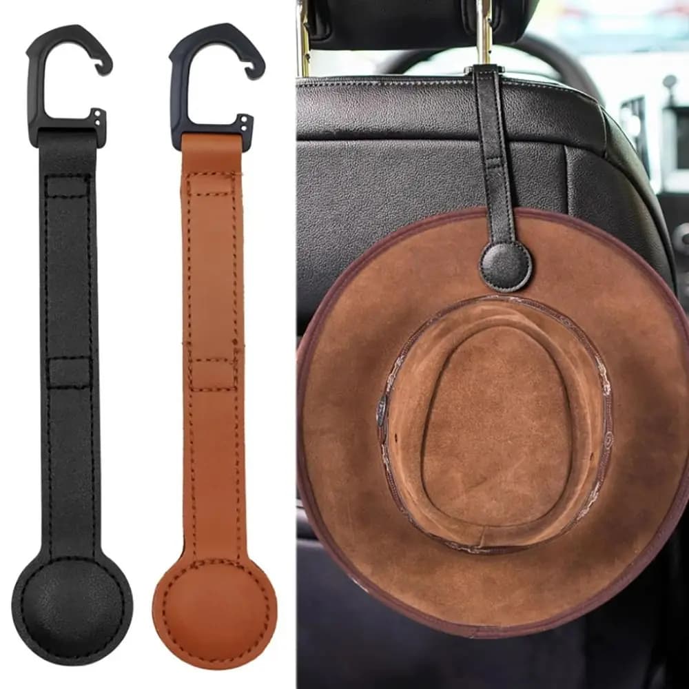 PU Leather Cowboy Hat Holder for Truck Spacious Simple Installation Magnetic Clip for Hat Shaped Cowboy Hat Laptop