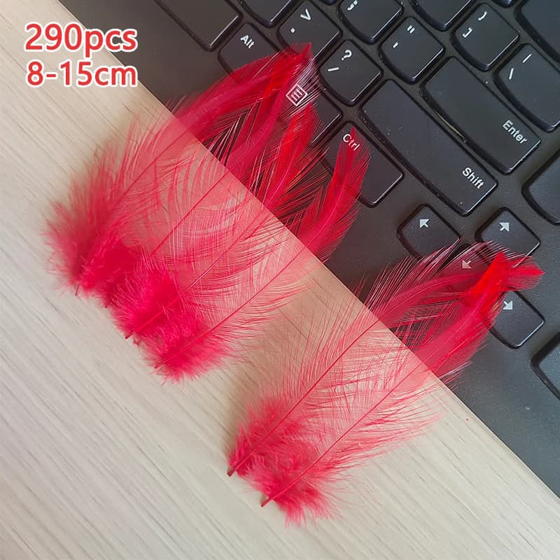 Bulk Big Small 290pcs Feathers For Clothing Red Chicken Ornament Hackle Dreamcatcher Plumas Easter Crafts Carnival 8 15cm Long