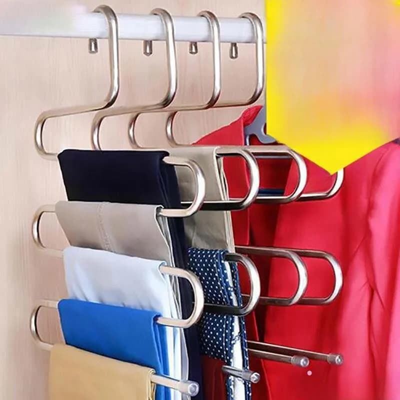 Stainless Steel Hanger Multilayer Multifunction with Special Hooks for Home Use, Dress Organizer