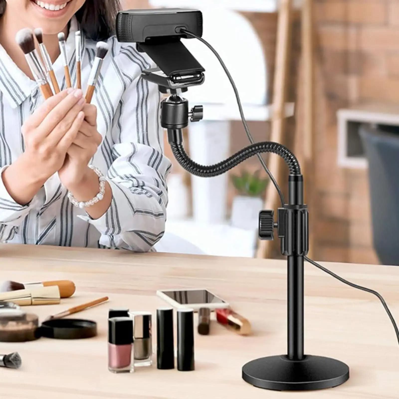 Supporto per fotocamera Web Supporto per microfono flessibile Morsetto Manopola regolabile Portatile universale per conferenze Insegnamento online dal vivo