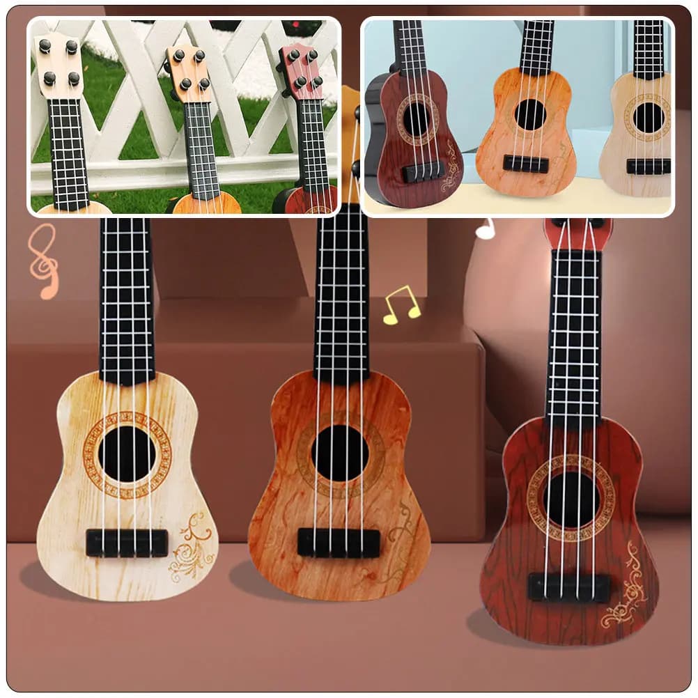 2 Pezzi Ukulele per Bambini, Strumenti Musicali in Plastica, Chitarra Educativa per lo Sviluppo Musicale Precoce dei Bambini