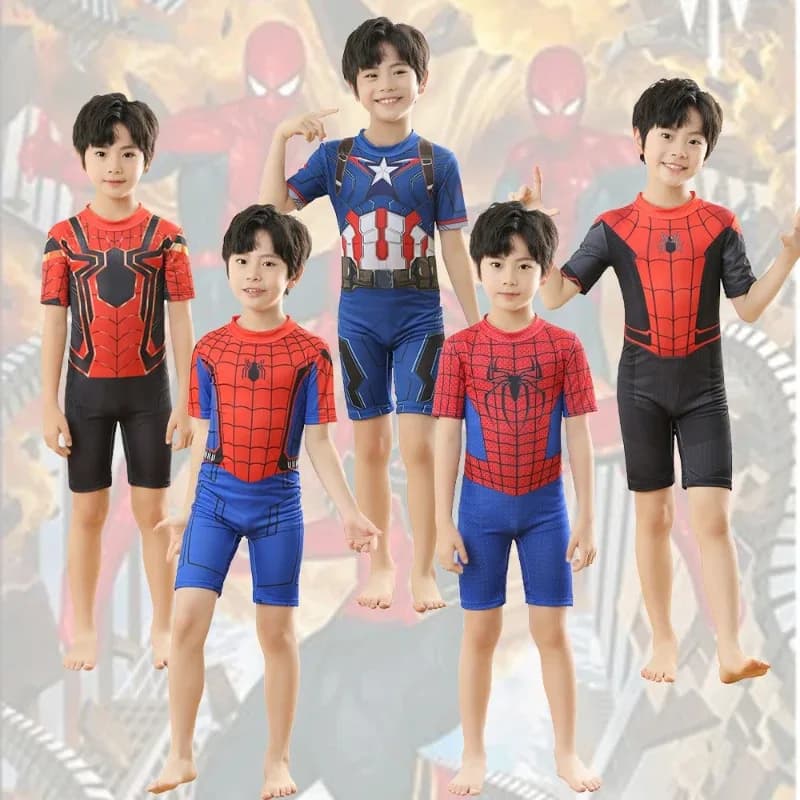 DY2025Spiderman Costumi da bagno per bambini Cosplay Lontano da casa L'incredibile Iron Man BoysTo Beachwear Costume da bagno da surf Set da bagno Wetsu