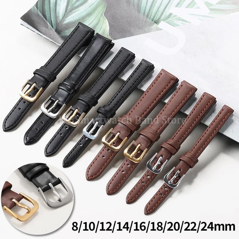 8mm 10mm 12mm 14mm 16mm 18mm 20mm 22mm 24mm PU Leather Watch Strap for Smartwatch Universal Bracelet Ultra Thin Soft Wrist Band