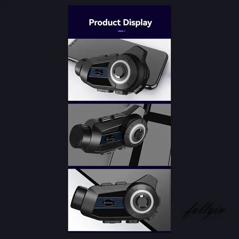 FULL-S3 Plus Motorcycle Helmet Interphone Bluetooth Video Recorder 2K DVR Dash Cam Supports 6 persons