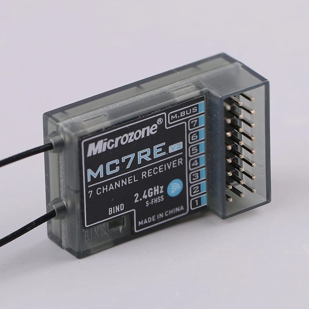 Ricevitore Microzone MC7RE V2 a 7 Canali per Modelli di Veicoli ad Ala Fissa e Imbarcazioni, Telecomando MC6CMini