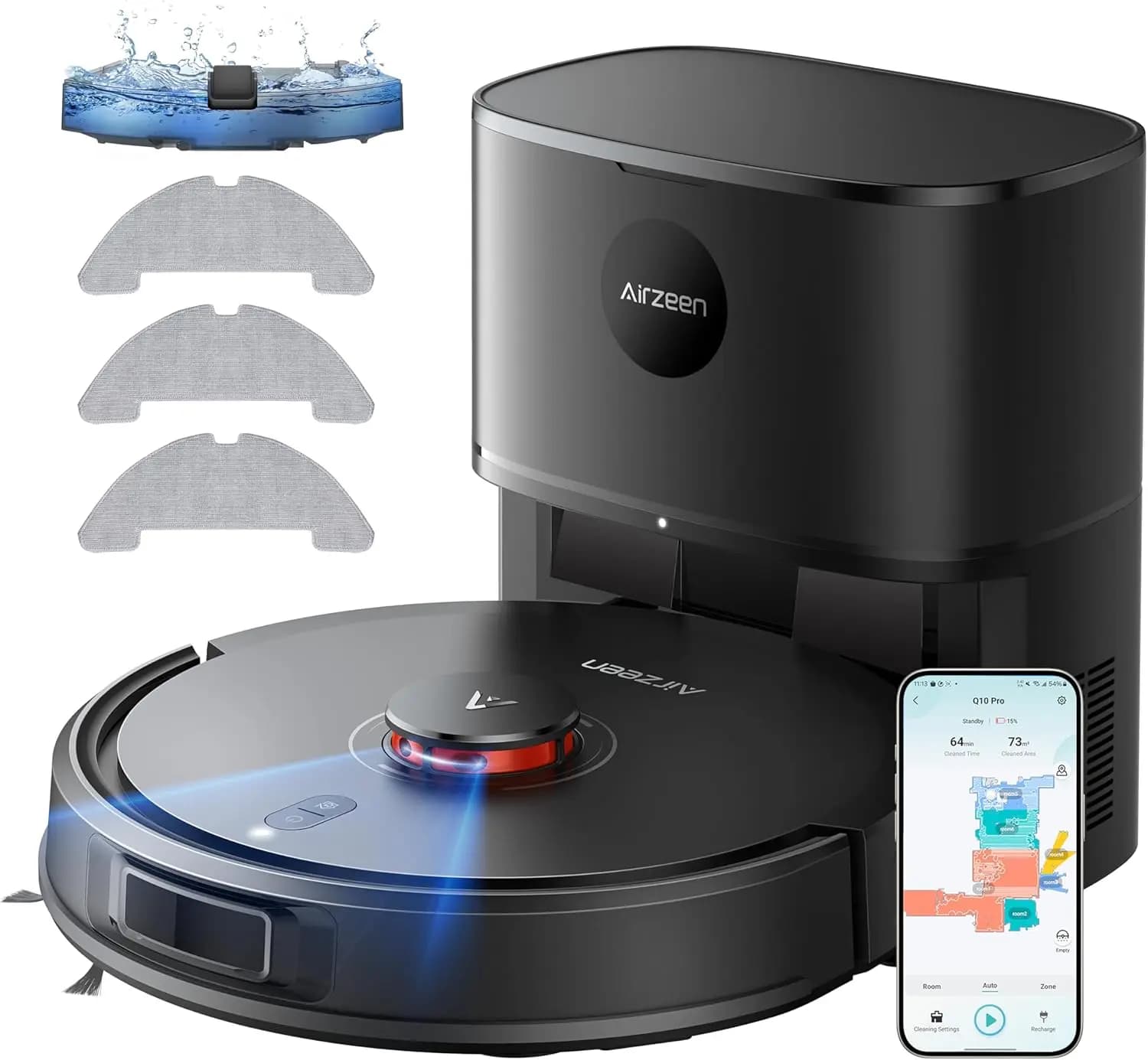 Robot Vacuum and Mop, Self-Emptying Robot Vacuum Cleaner with 6000Pa Suction, Laser Navigator with Smart Mapping Robotic Vacuums