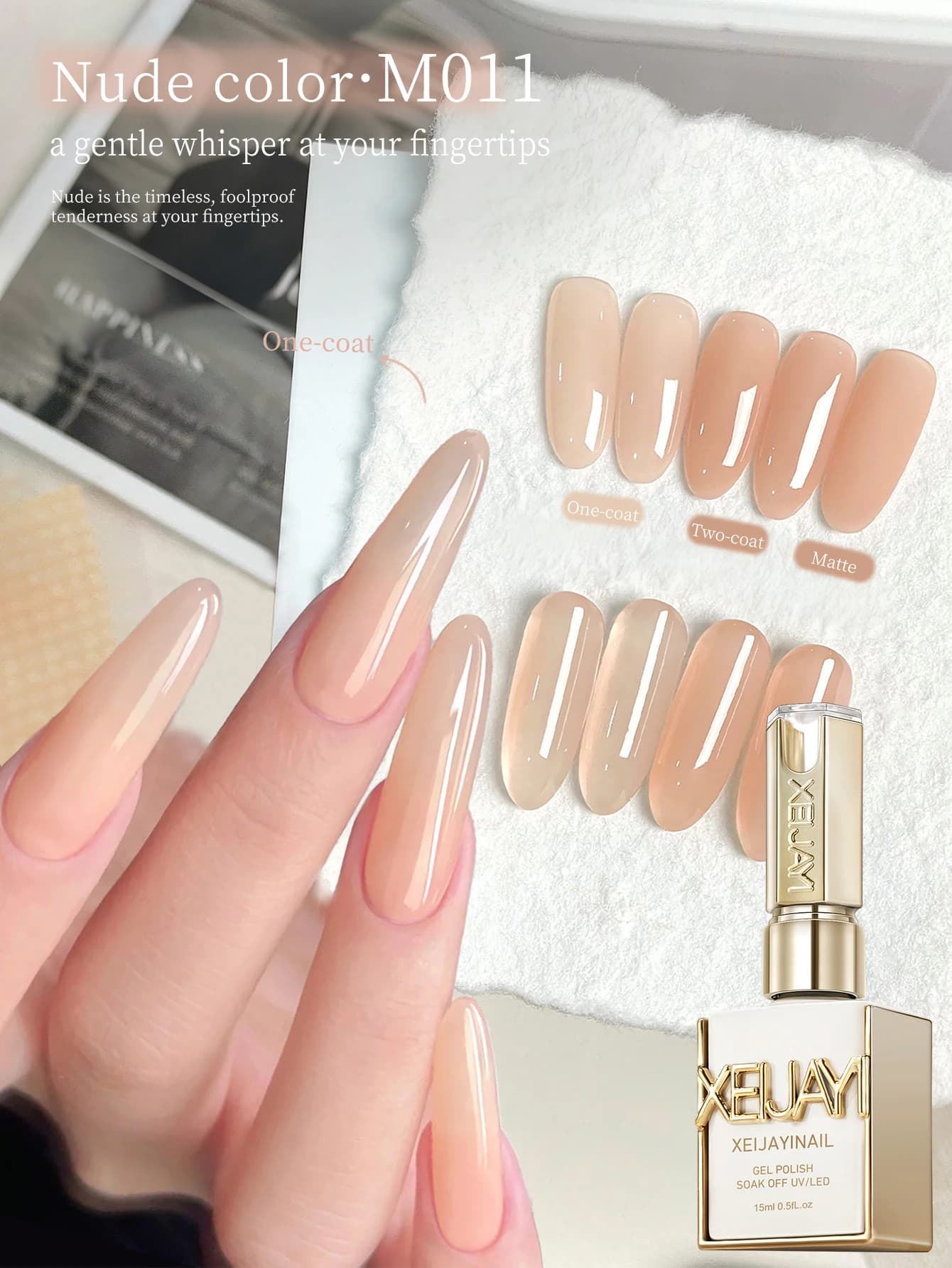 XEIJAYI 1pc 15ML Smalto Gel Effetto Ghiaccio Nude, Smalto per Unghie UV LED a Immersione, Design Fai-da-te per Unghie per Primavera ed Estate