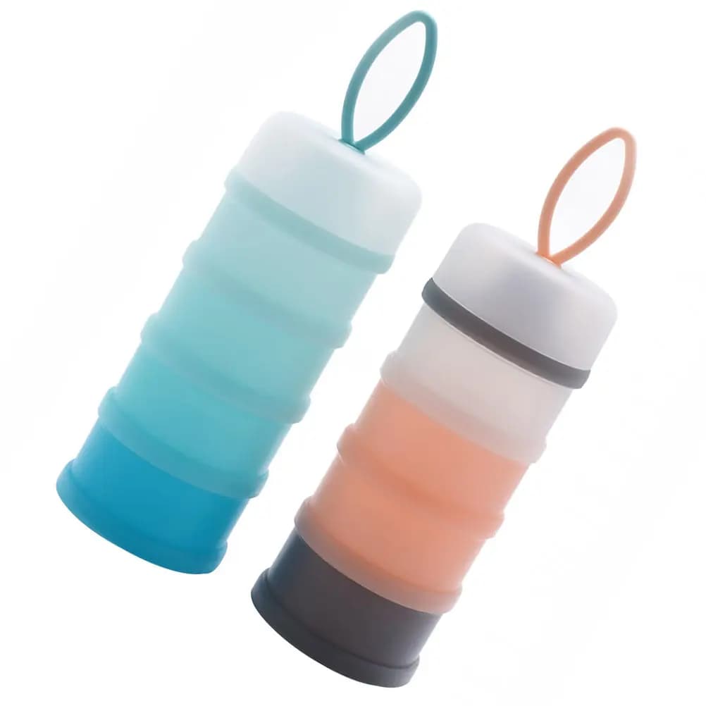 2 Pezzi Contenitore Portatile per Latte in Polvere, Premium PP Silicone, 4 Strati, Organizzatore per Alimenti per Neonati, Dispenser da Viaggio