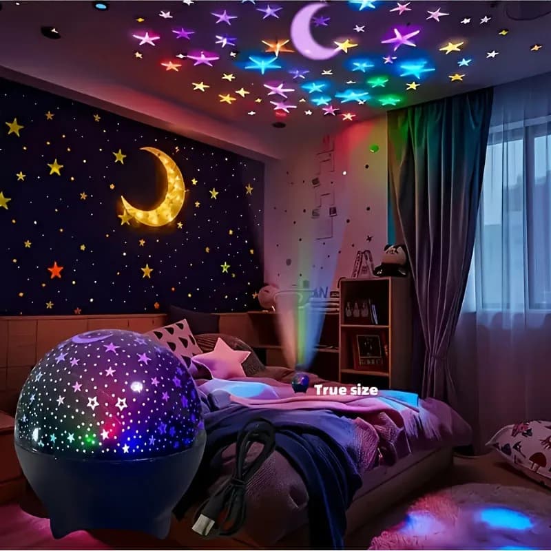 Proiettore stellare Luci notturne per bambini Cielo stellato Effetto luna Luce d'atmosfera 360 ° Rotazione per la decorazione della festa in camera da letto, regalo di compleanno