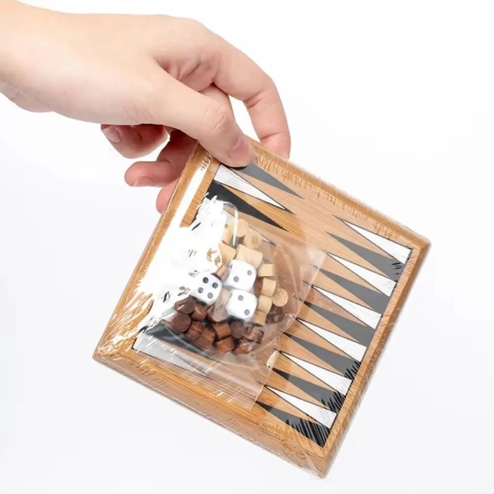 Mini Scacchiera in Legno, Gioco Educativo per Migliorare l'Intelligenza, Backgammon e Dama Portatili da Viaggio