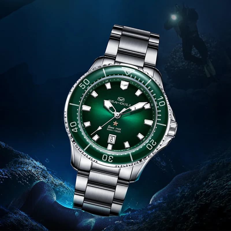 Seagull Orologio da uomo a carica automatica ST2130 300M Impermeabile Cristallo di zaffiro Calendario luminoso Orologi da polso meccanici 1213 reloj