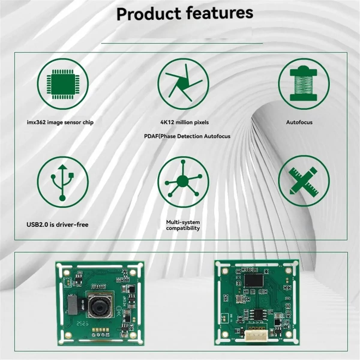 (A99Z] 12MP USB Camera Module 4K Auto Focus Webcam Module IMX362 Sensor No Distortion Lens Plug and Play