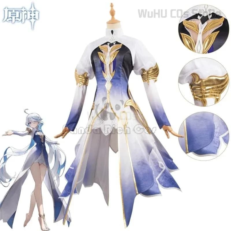 Focalors Costume Gioco Genshin Impact Fontaine God of Justice Furina Parrucca Cosplay Set completo Donna Abiti di Halloween; 3,k8't,