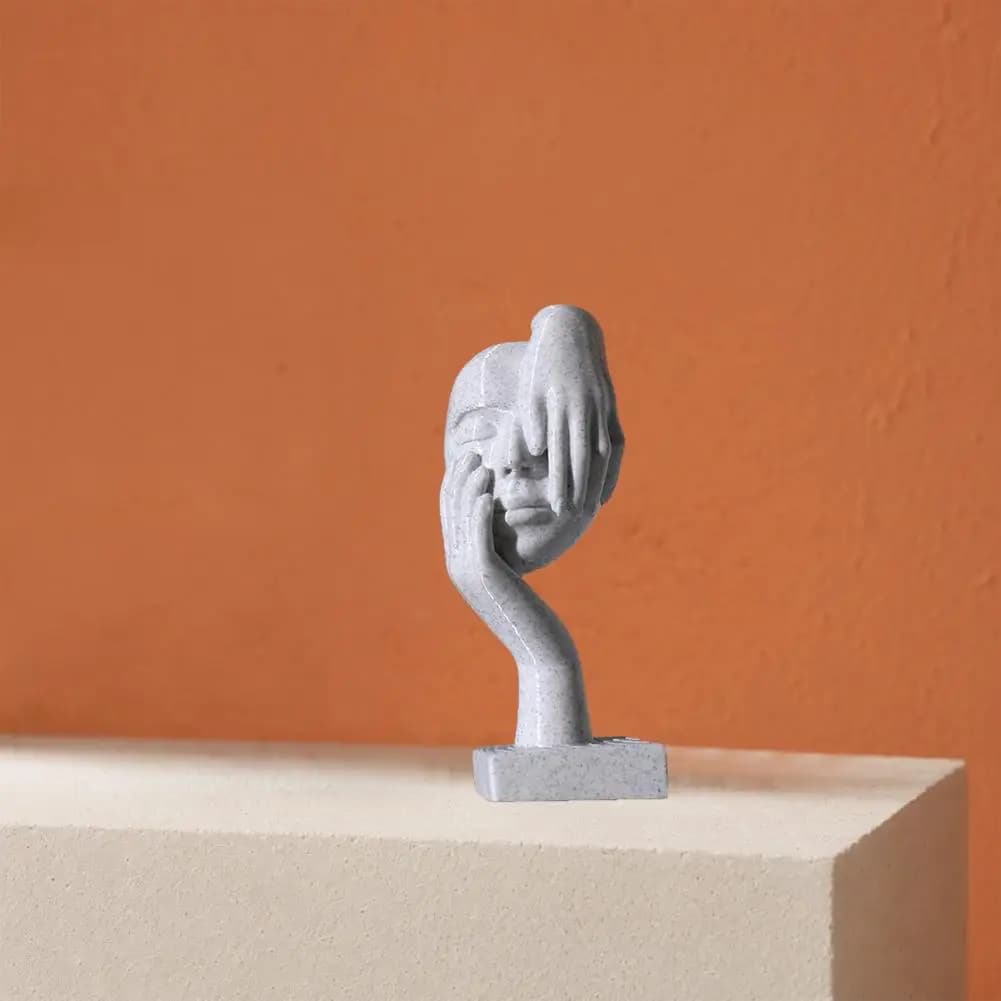 Artistic Desk Statue 3d Printed Mascara Figurine Face Ornament with Faux Stone Texture Stylish Desktop Decor Unique Art for Kids