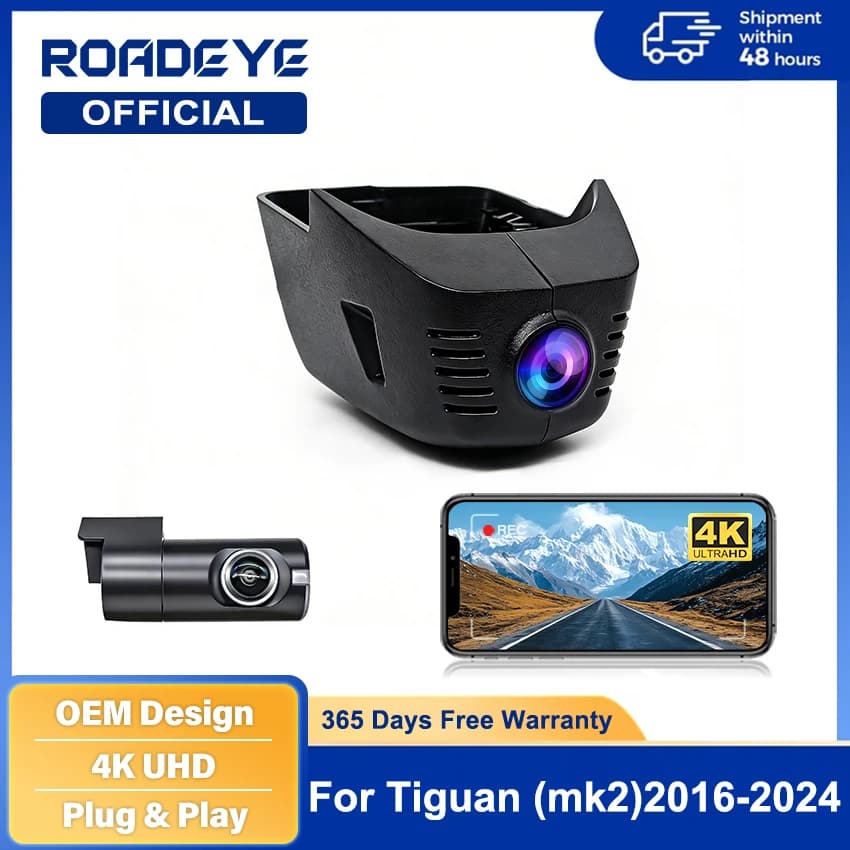 Per Volkswagen VW Tiguan (Mk2) 2016-2024 Telecamera DVR Nascosta 4K UHD 2160P Wifi per Auto