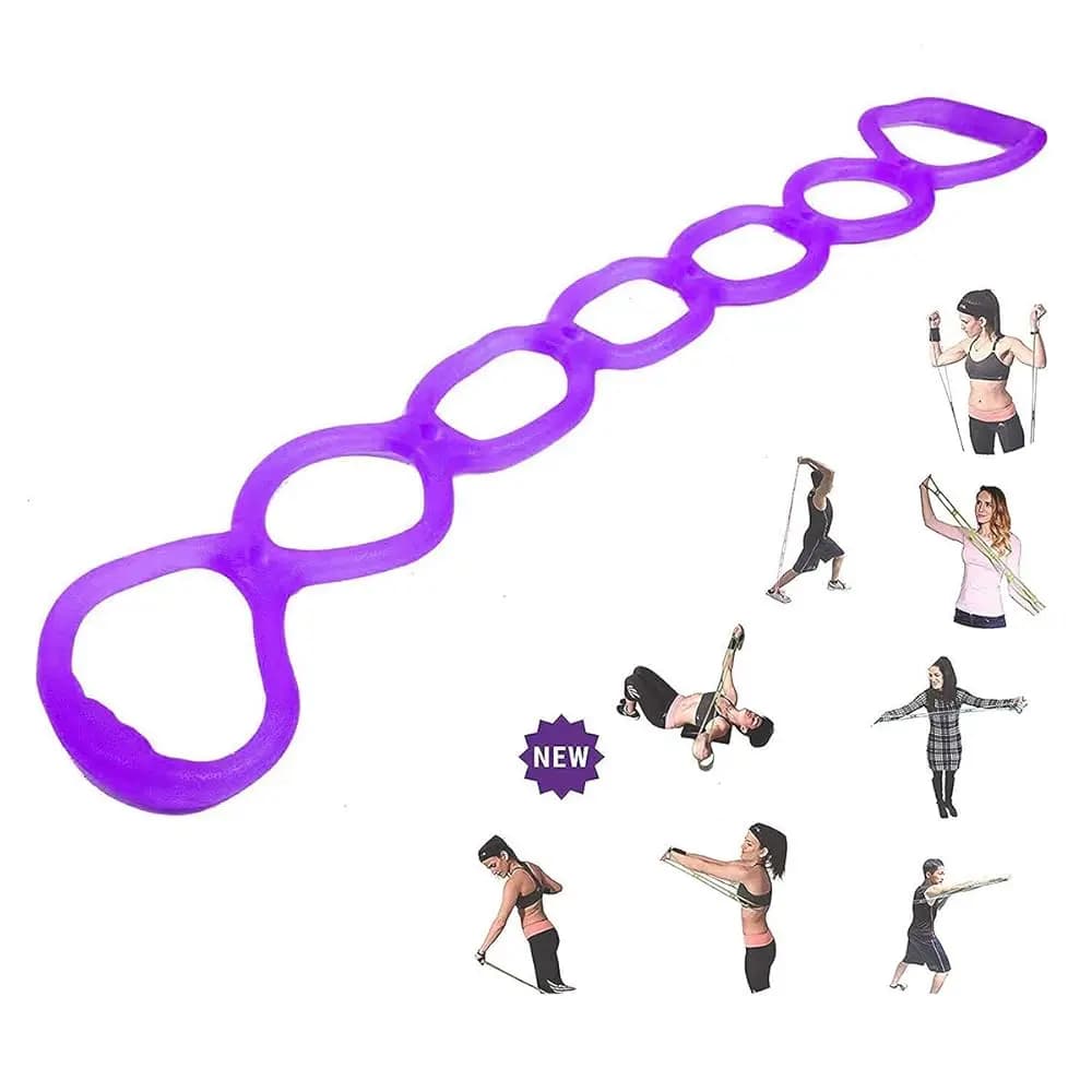 Banda Elastica a 7 Anelli per Esercizi di Resistenza, Miracle Miles Band, per Yoga, Stretching, Braccia, Spalle, Piedi, Gambe, Fitness Domestico