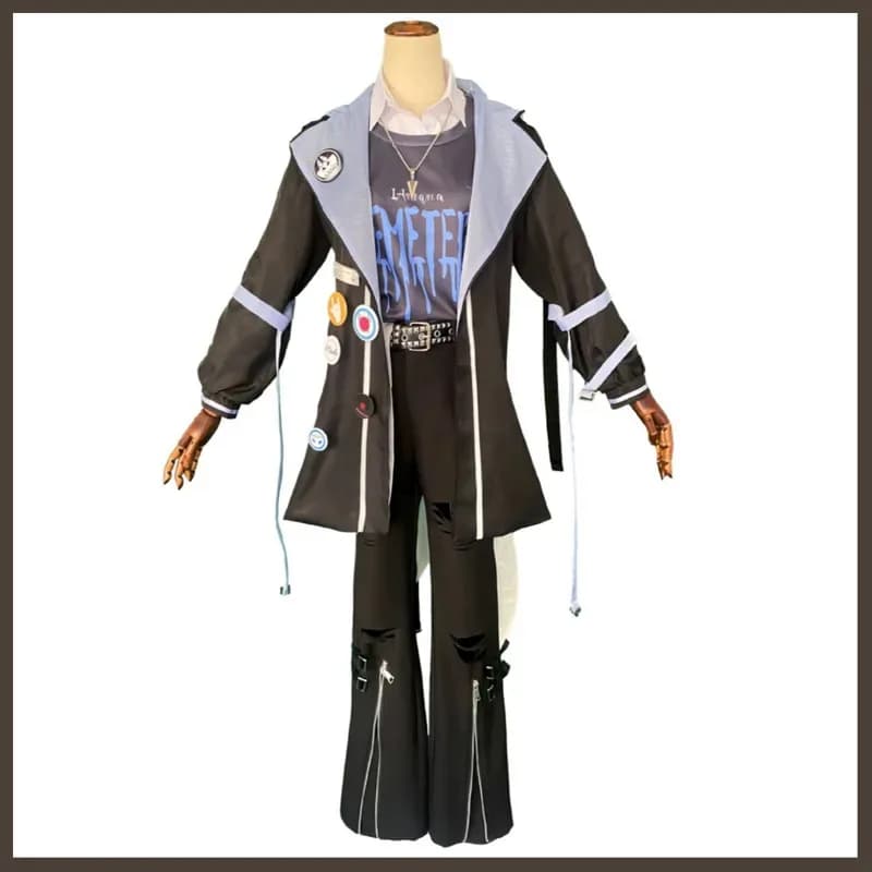 Game Identity V Ithaqua Night Watch Costume Cosplay Rock Band Cappotto con cappuccio Camicia Uniforme Set completo Parrucca Uomo Carnevale 8;c'4,t;6.j'2;