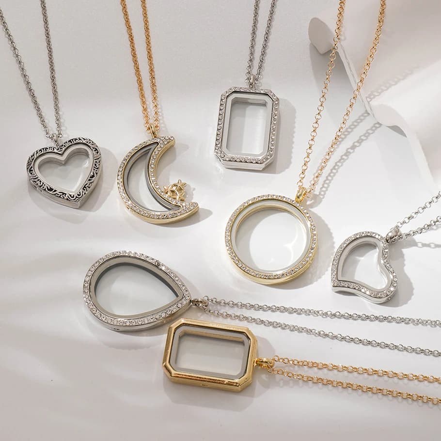 1Pc Openable Trendy Heart Round Memorial Cremation Ashes Locket Pendant Necklaces Jewelry Goth Moon Star Medallion Men Collares