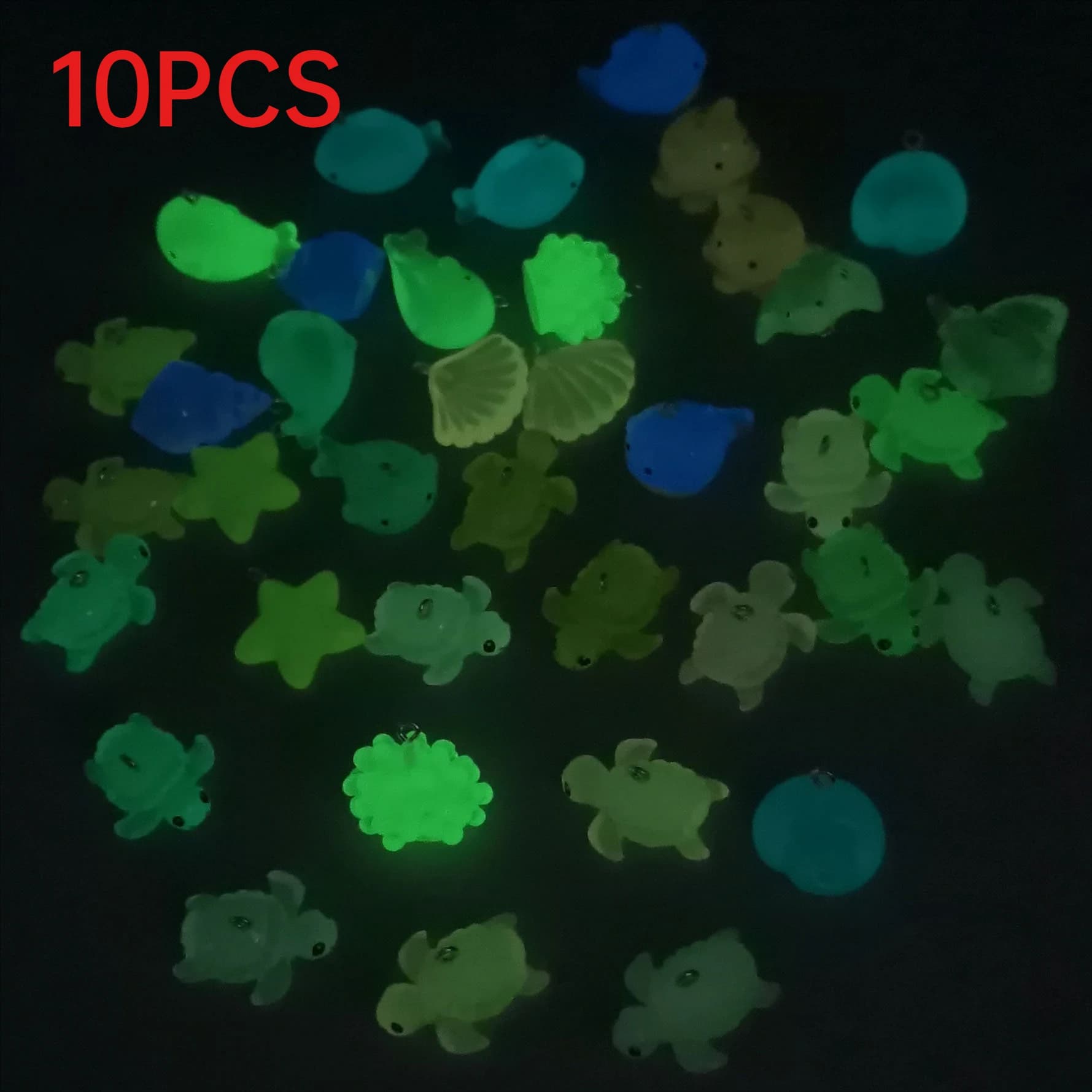 10Pcs Glow Dark Whale Turtle Conch Shell Charms Ocean DIY Pendants For Earring Keychain