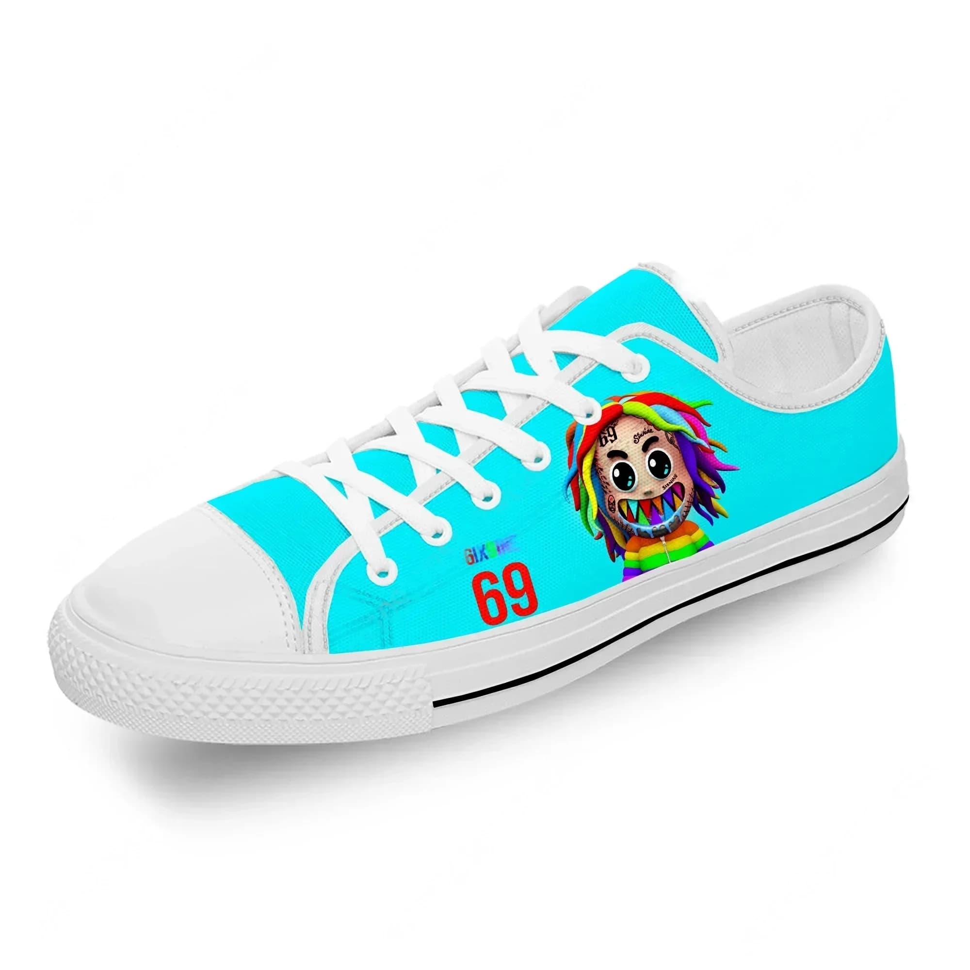 6IX9INE Hip Hop Rapper Rap Music White Cloth Fashion 3D Print Low Top Canvas Shoes Men Women Lightweight Breathable Sneakers