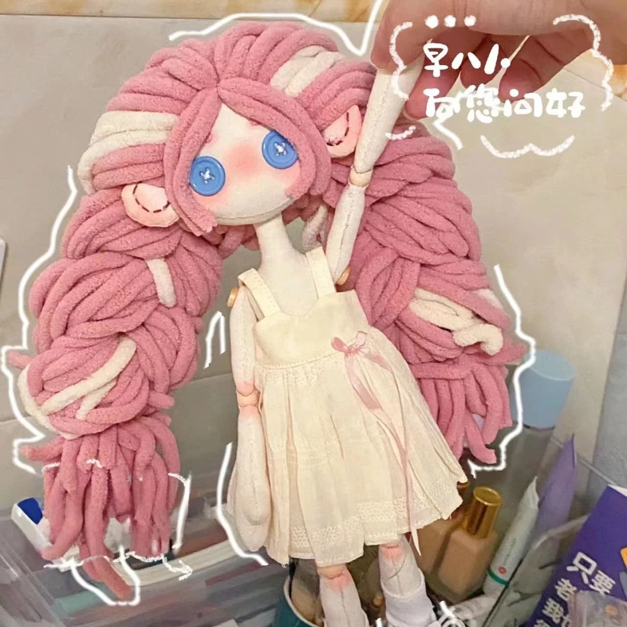 Kit Materiale Fai-da-te per Bambola Cucita a Mano, Regalo di Compleanno Creativo per Uomini, Amici, Coppie, Giocattolo Ghost Mom, Kit di Cucito in Tessuto per la Casa