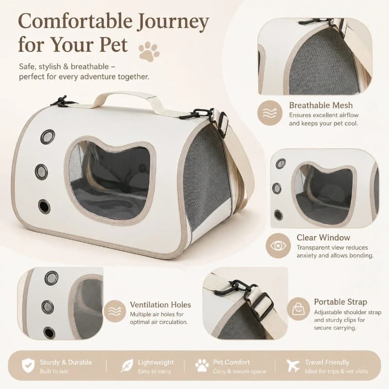 Pet Carrier Bag Breathable Mesh Foldable Portable Travel Bag For Small Cats Puppies Outdoor Walking Transport Pet Supplies
