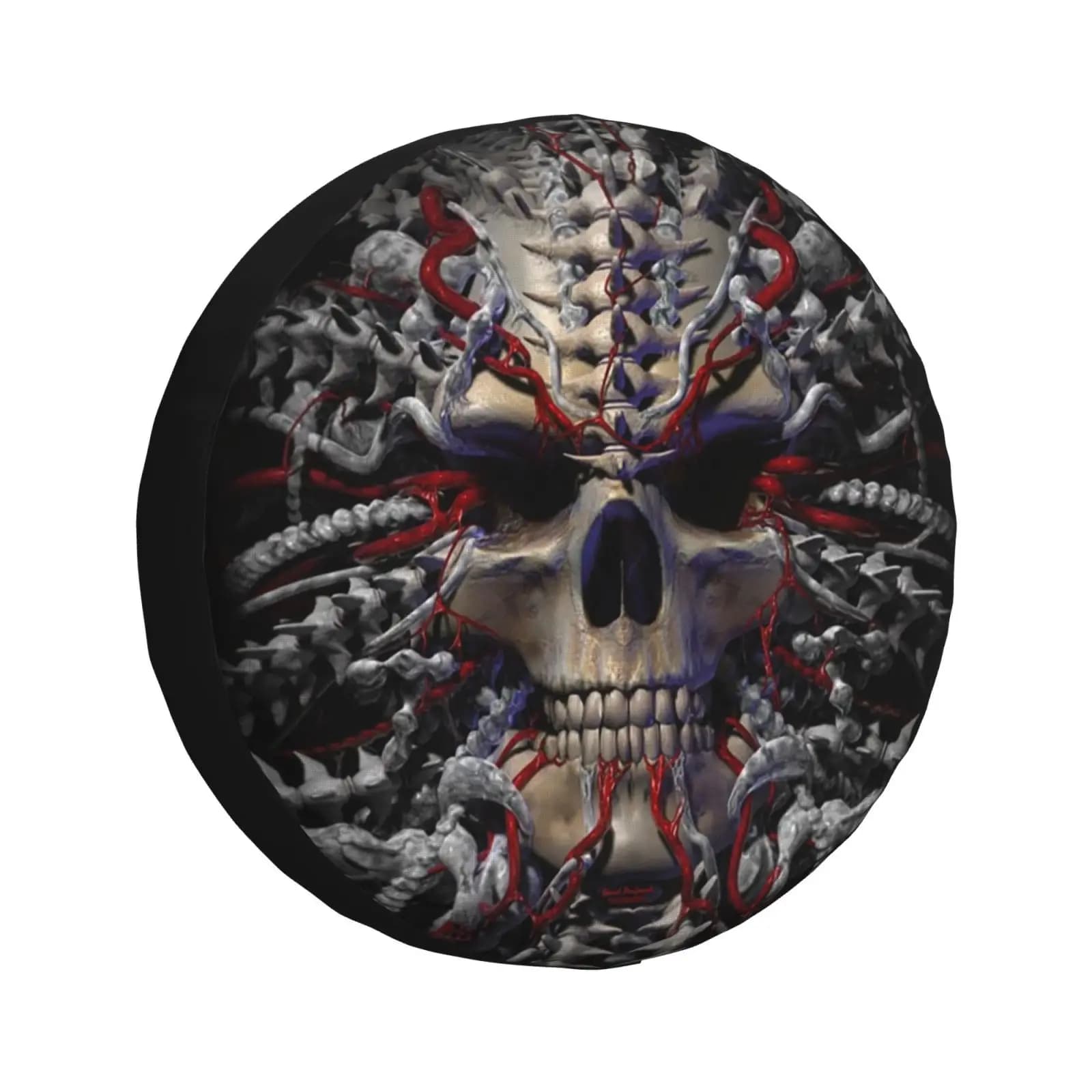 Custodia per ruota per auto Custodia per ruota di scorta con disegno a teschio per aspirapolvere Jeep Hummer Gothic Skeleton