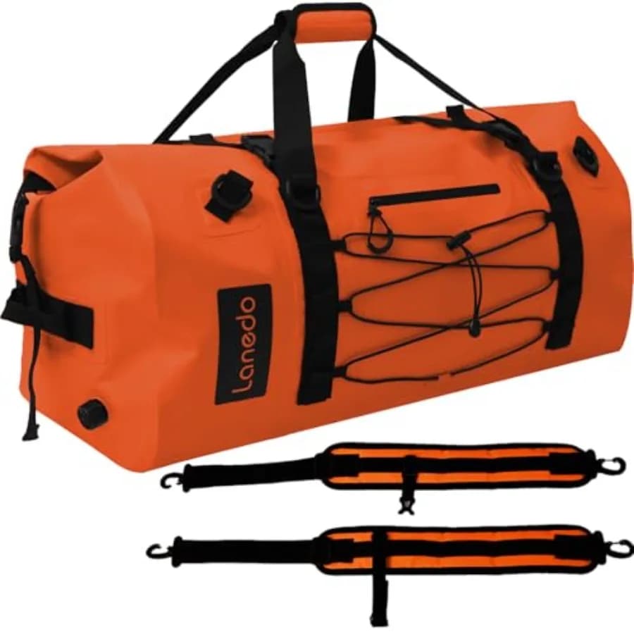 Borsa Impermeabile da 80L, Grande Borsa a Chiusura Arrotolabile Resistente per Pesca, con Cinghie e Maniglie Durevoli per Kayak e Paddleboard