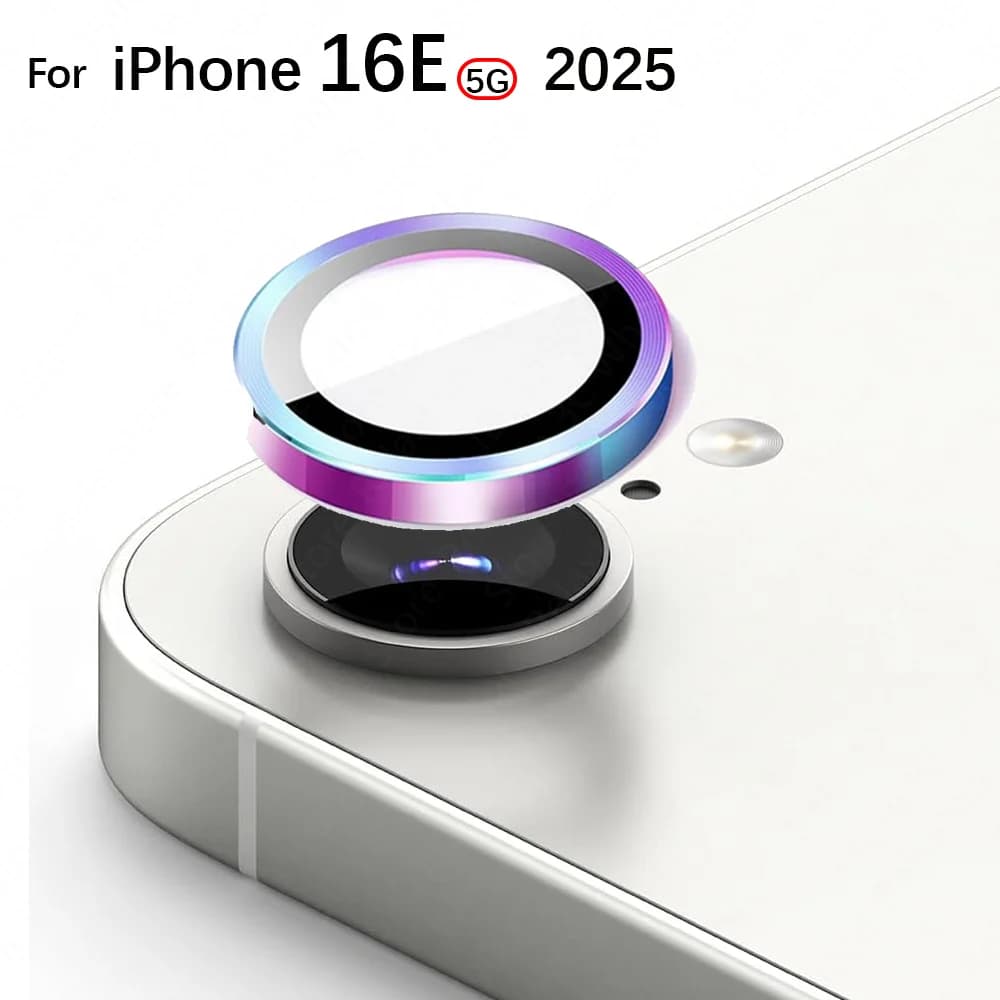 1Pc iphone16e Protezione per obiettivo fotocamera in metallo per Apple iPhone 16e 5G HD Back DYM Vetro per fotocamera in alluminio 16 e Custodia per obiettivo Accessori