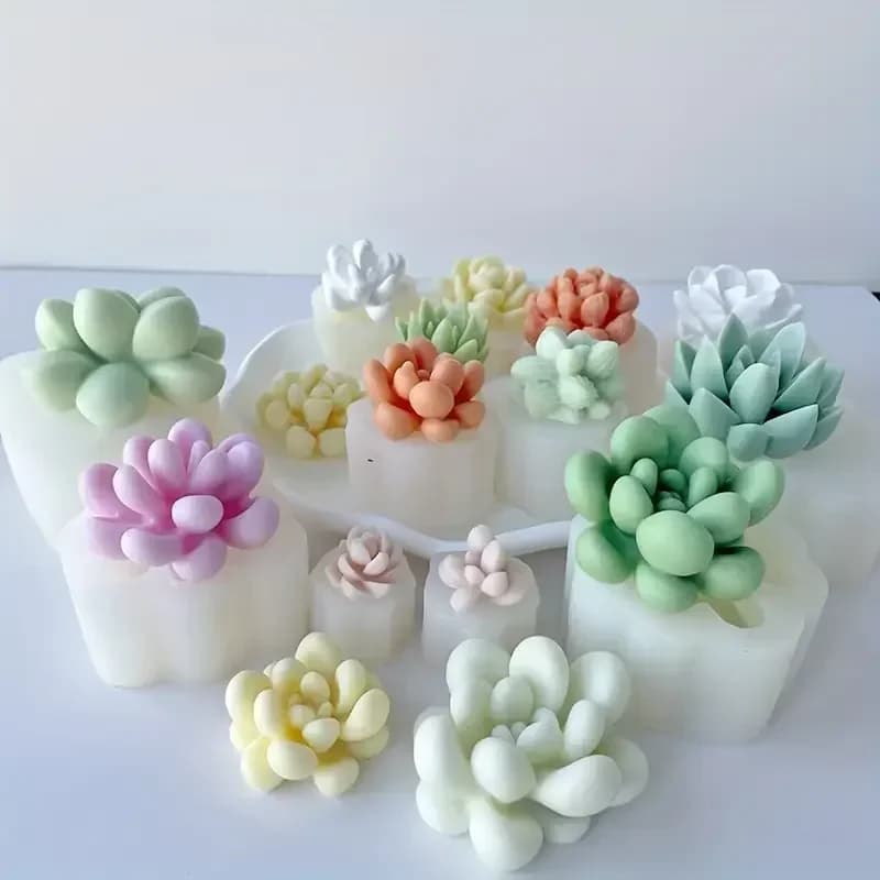 Set di 9 Stampi in Silicone 3D per Piante Succulente e Cactus, Stampi Multiuso per Resina, Candele e Sapone per Decorazioni Fai-da-Te