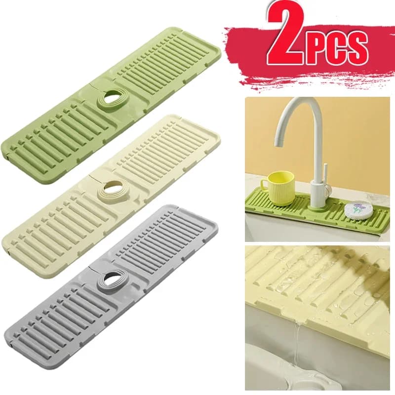 Tappetino per rubinetto aggiornato Vassoio per lavello da cucina in silicone Dispenser di sapone Spugna Tappetino di scarico Lavello Tappetino per asciugare gli spruzzi Vassoio portaoggetti da appoggio