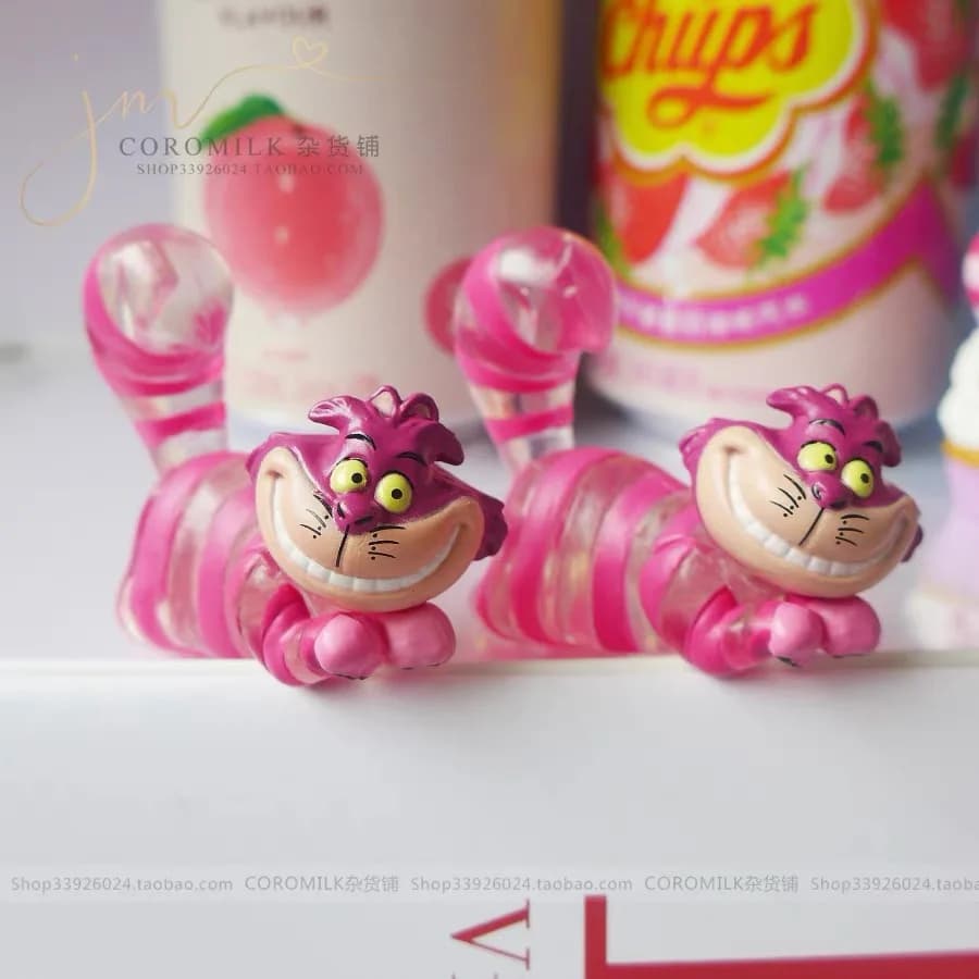 Disney Alice nel Paese delle Meraviglie, Gatto del Cheshire in Resina Trasparente, Figurina Q-Version Staccabile, Decorazione da Scrivania, Giocattolo Micro Scene, Regalo