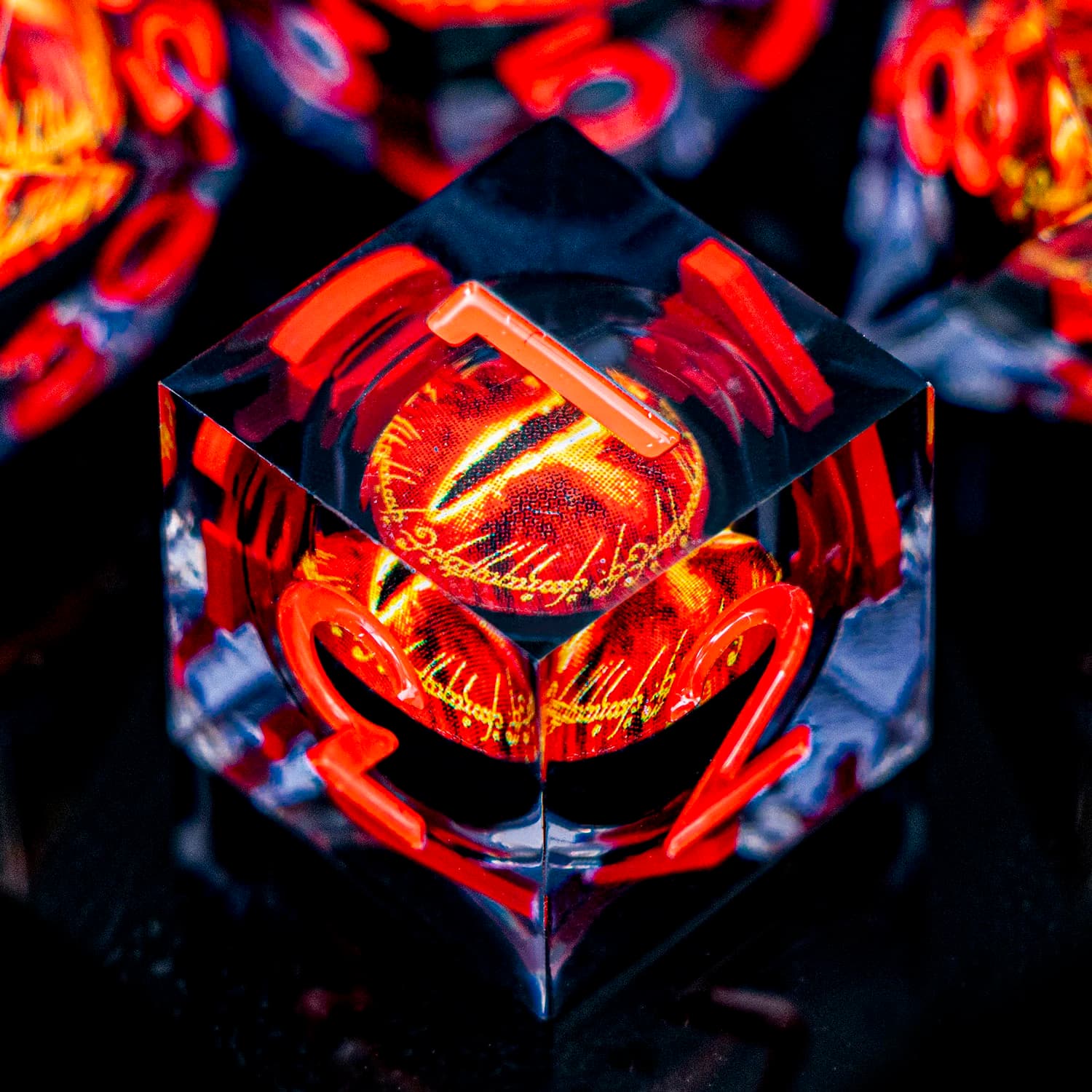 7PCS Lliquid Flow Core Eye of Sauron D20 Dnd Sharp Edge Set di dadi in resina D e D Dungeon e Dragon Giochi di ruolo D&D Dice