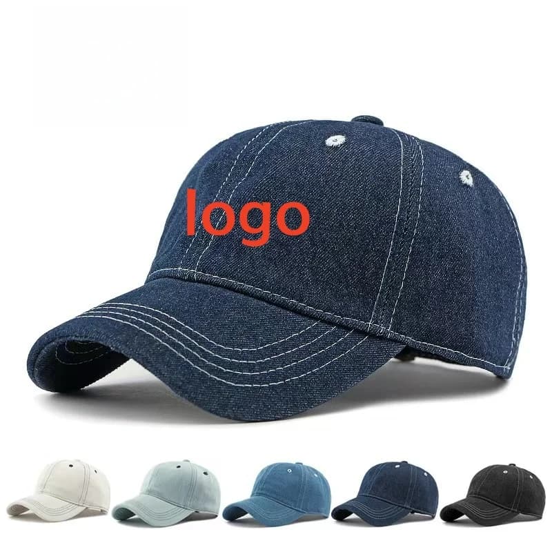 Cappellino da baseball in denim tinta unita personalizzabile con logo 2026 per donna, cappello casual coreano a becco d'anatra per uomo, cappello estivo con protezione solare