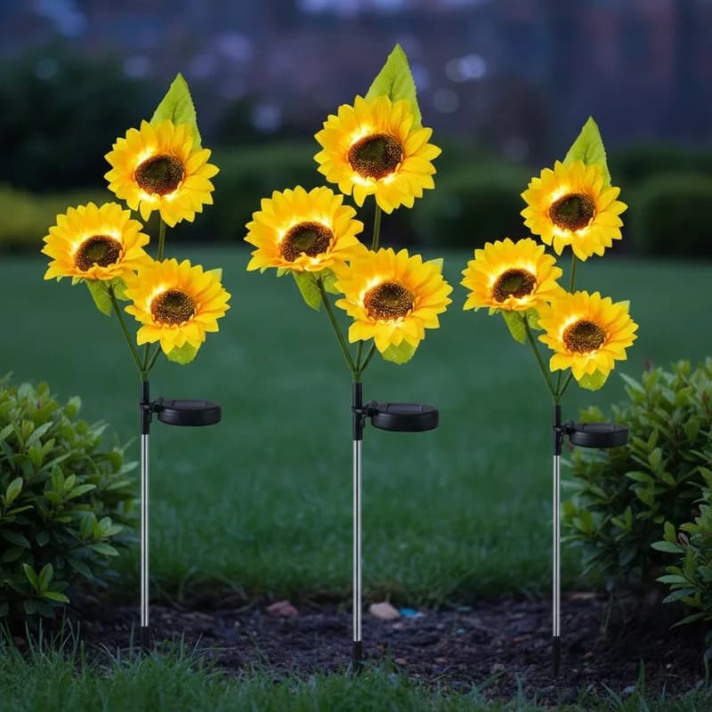 Solar Powered Sunflower Light Outdoor Waterproof LED Lamp For Garden Lawn Decoration