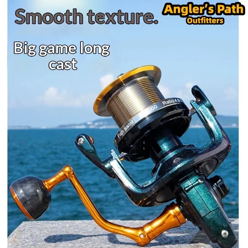 Onokazu Long Cast Slanted Spool Spinning Reel Light Weight Metal Big Game Fishing For Sea Boat Fishing Anchoring Angling Adults