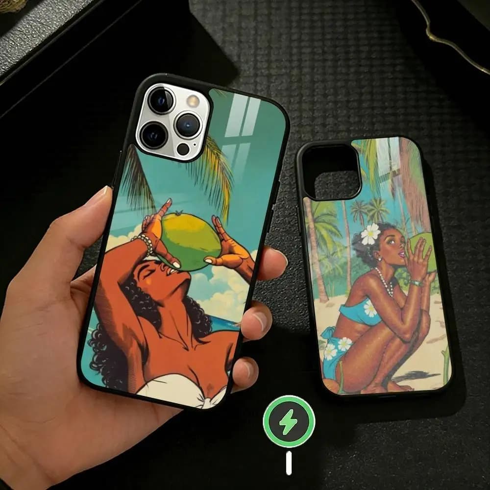 1pc Hinano Tahiti Girl Polynesia Phone Case For iPhone 17 16 15 14 13 12 Pro Max Plus for Mirror Wireless Magnetic Cover