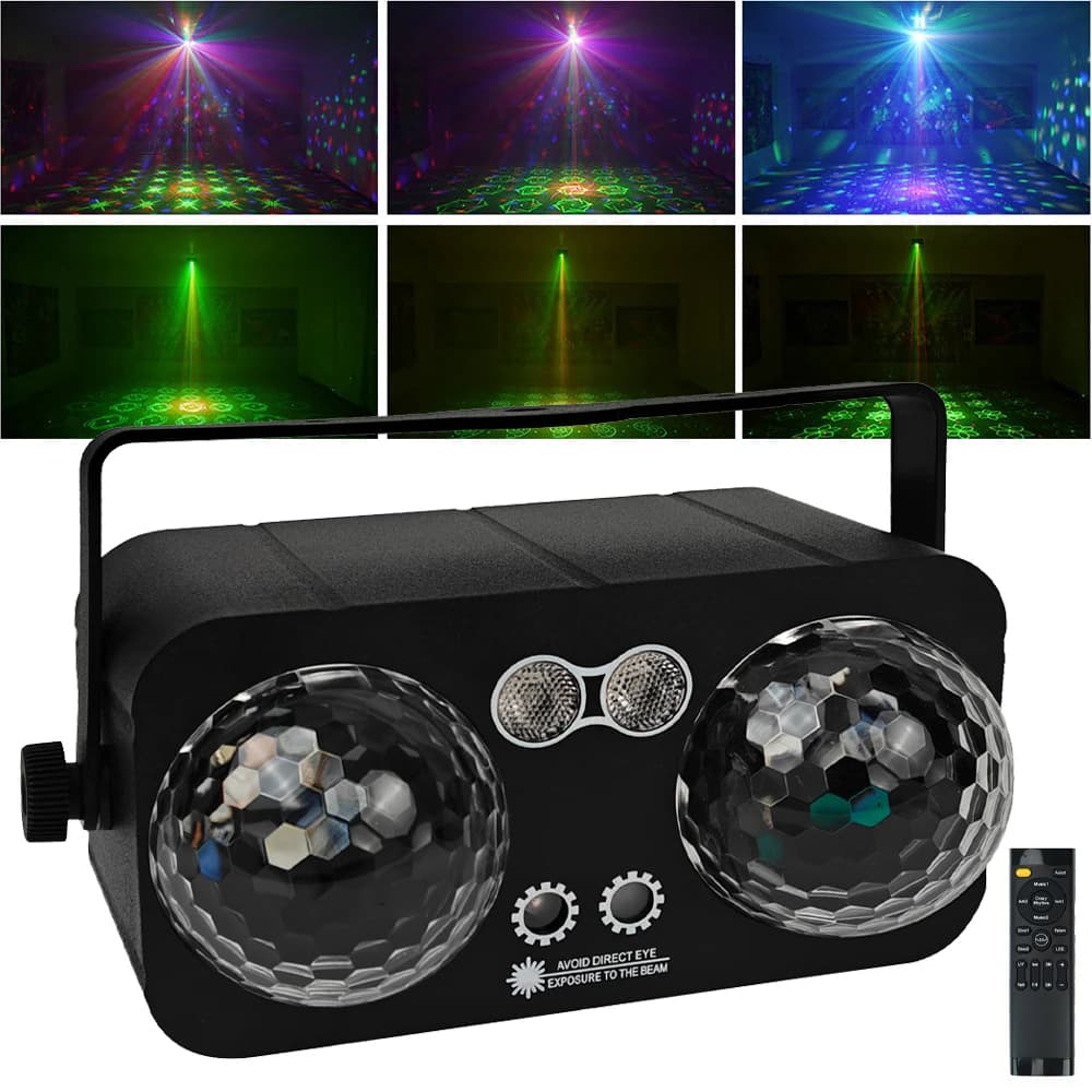 4IN1 Luci del partito Dj Palla da discoteca Luce 10W Doppia sfera magica Lazer Proiettore di luce Suono attivato LED Luce UV Luci stroboscopiche da palco